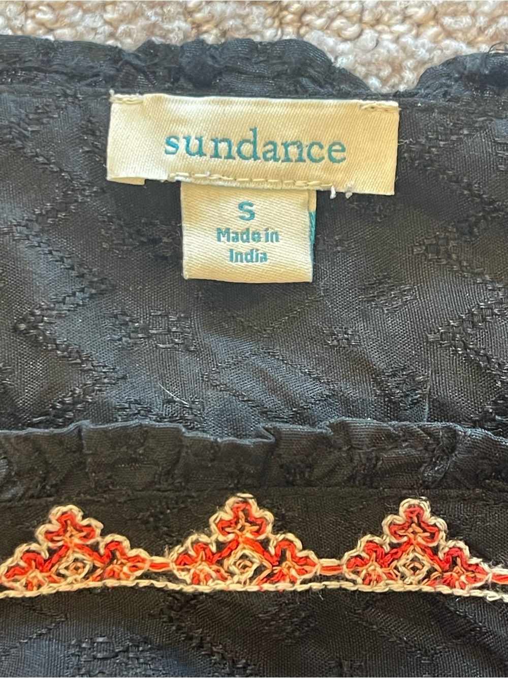 Sundance Artists Vision Black, Floral Embroidered Tunic Blouse, Long Sleeve, S - Picture 4 of 15